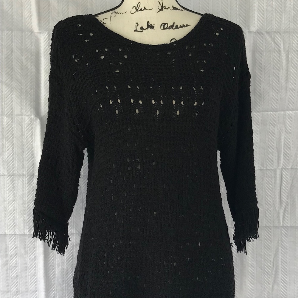 Loft Contrasted Fringed Sweater